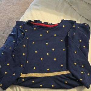 Mini Boden Navy and Gold Polka Dot Sweater Dress